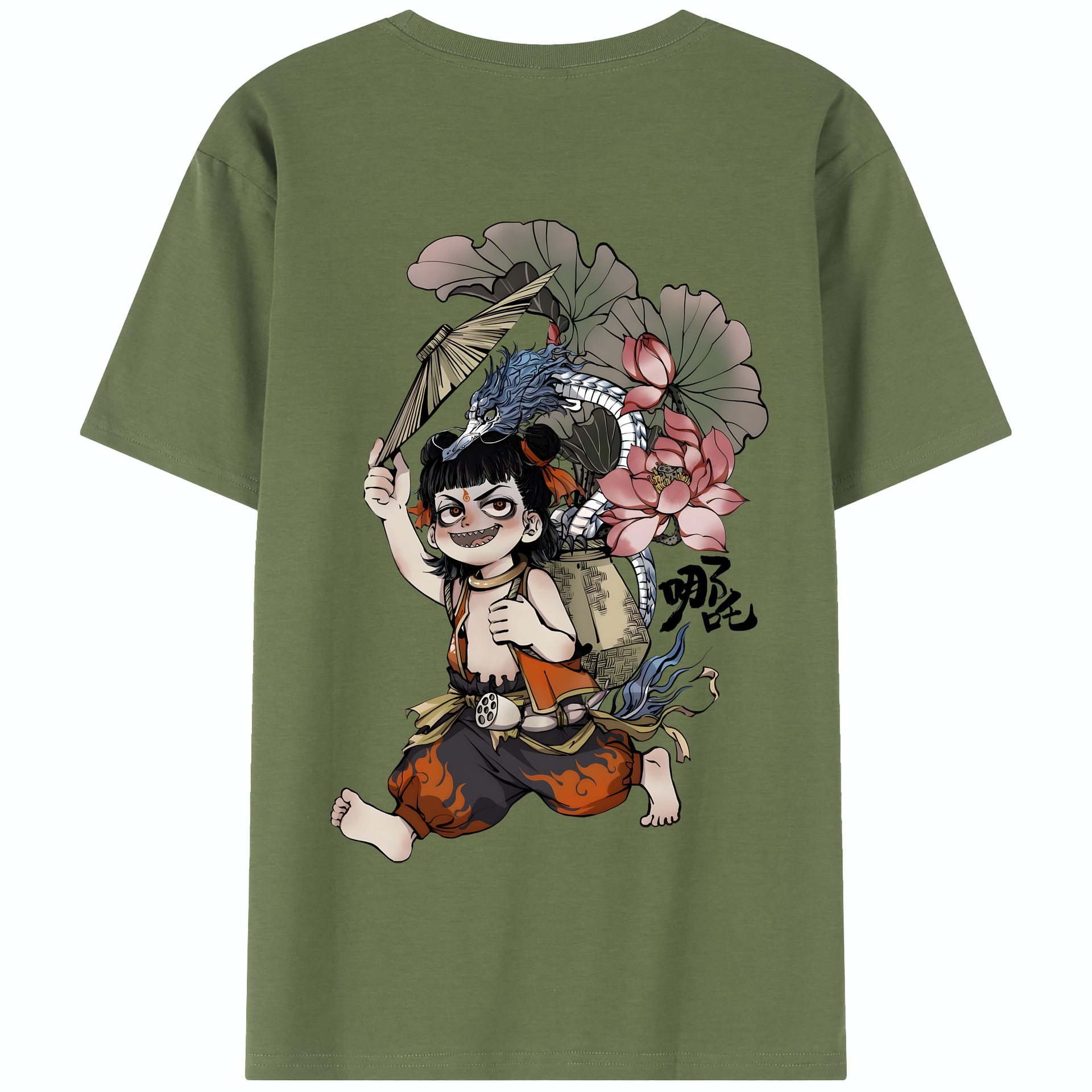 （画像用） Ne Zha 2 ナタ 魔童の大暴れ 綿100％半袖Tシャツ（背面プリント）